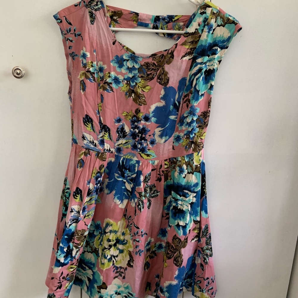 Salmon colored floral dress